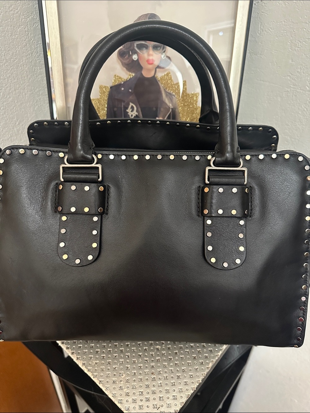 Rebecca Minkoff Midnighter Medium Studded Satchel Bag EUC